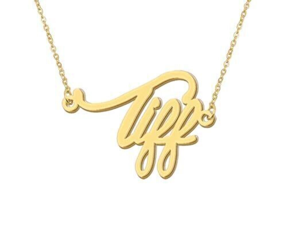2352 Tiff Name Initial Necklace Stainless Steel 18k Gold Plated Layer
